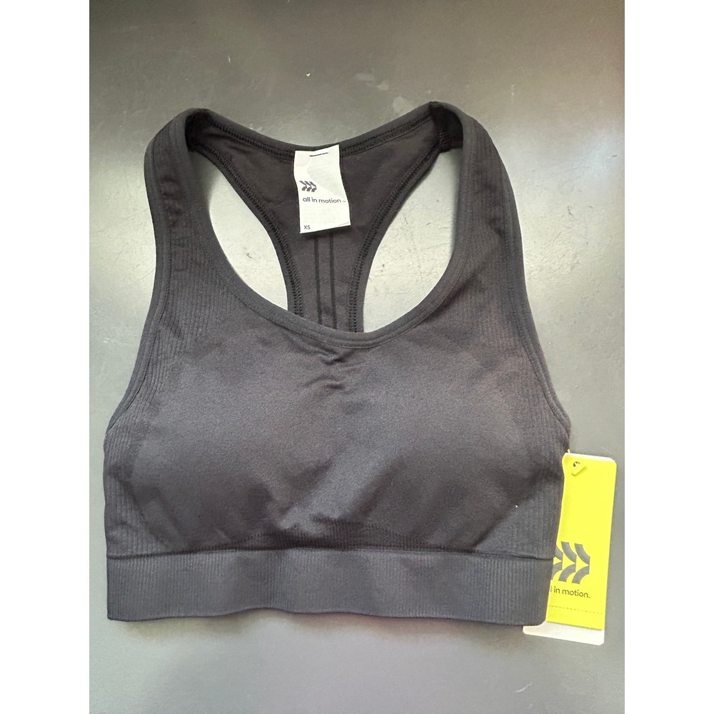 All In Motion Sports Bra Medium Support Racerback XS Black Moisture Wicking NEW